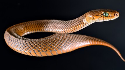 Obraz premium A striking close-up of a snakeâ€™s deep emerald eyes, capturing its unblinking stare as it silently observes its jungle domain