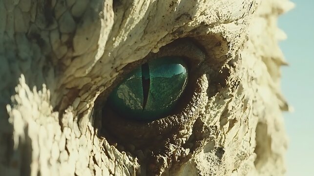 A striking close-up of a snake&acirc;&euro;&trade;s deep emerald eyes, capturing its unblinking stare as it silently observes its jungle domain