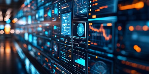 Fototapeta premium Futuristic Data Visualization: A Digital Wall of Information