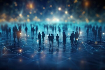 People Networking; Abstract digital scene with social connections & future technology use