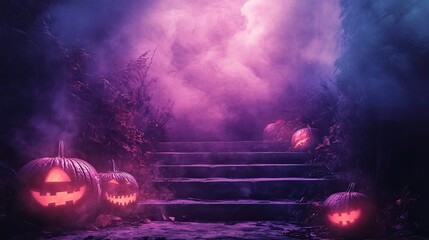A vintage Halloween-themed background with a spotlight and moody aesthetic.