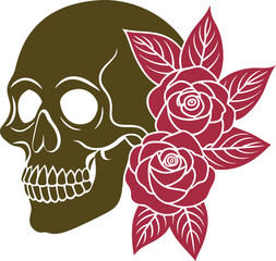 vector illustration of a skull with floral decorations