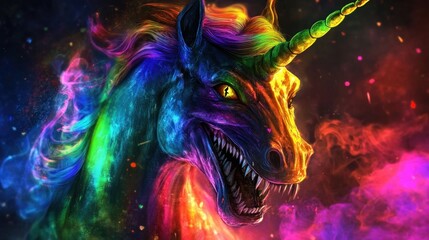 Rainbow Unicorn Dragon: A Fiery Mystical Creature