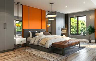 Fototapeta premium Bright and open interior decoration space 