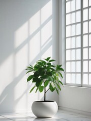 Minimalist Interior with Potted Plant and Natural Light