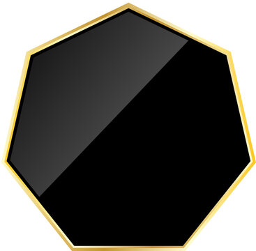 Glossy black heptagonal shape with gold edges