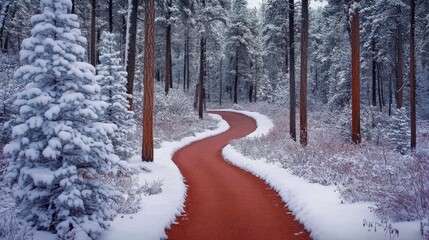 Winding Path Through a Wintry Forest Landscape