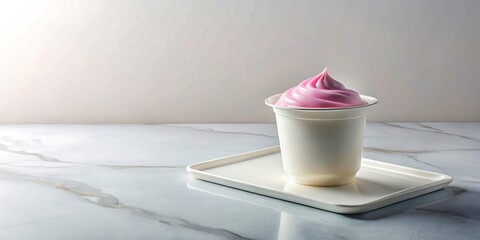 Sepia Yogurt Cup Bokeh: Futuristic Marble Still Life Photography