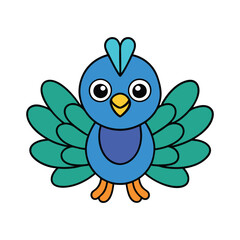 Cute cartoon peacock chick, perfect for children's designs.