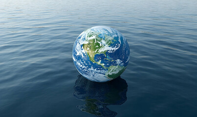 Fototapeta premium Earth afloat on tranquil ocean waters