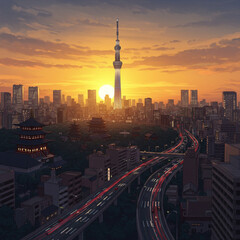 Obraz premium Tokyo Japan Digital Painting