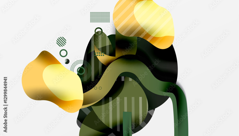 Poster abstract liquid shapes and lines background