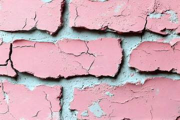 Obraz premium Aged Pink Brick Wall With Cracks