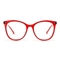 Fototapeta premium Stylish glasses with red frame isolated on white background