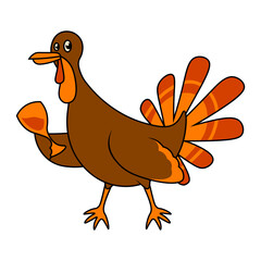 Cute Thanksgiving Turkey Illustration. Vector Character.
