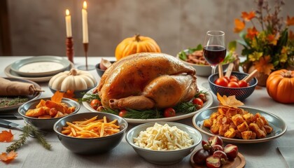 Thanksgiving feast celebration home dining room food photography cozy atmosphere close-up view family gatherings