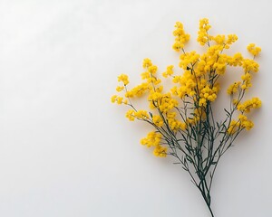 Obraz premium Beautiful Yellow Flowers Against a White Background Showing Flowers