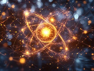 Glowing Atom Model with Connecting Paths