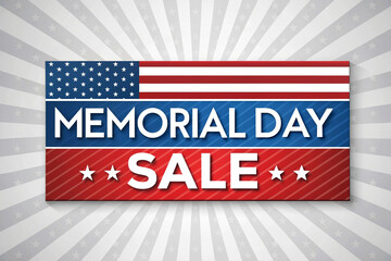 Memorial Day Sale Banner with American Flag Design