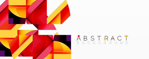 Abstract geometric artwork with interwoven angular and curved shapes, dynamic composition with smooth gradients and bold contrasts