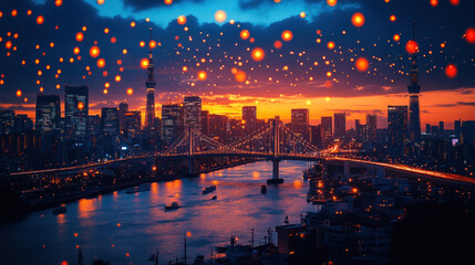 Obraz premium Holographic global conference for engineering leaders, refining AI-driven future city planning, debating AI-assisted mega-infrastructure, testing quantum-powered smart grids