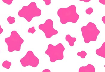 Pink Cow Spots Seamless Pattern on White Background for Textile Design