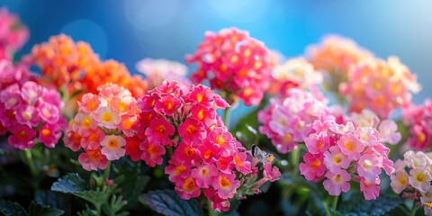 Fototapeta premium Bright colorful summer spring flower border. 