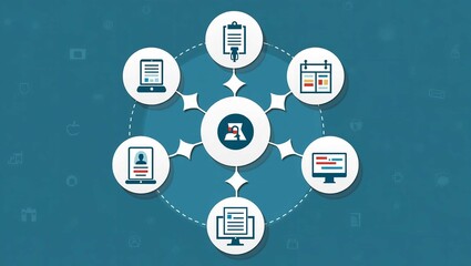 Human resource management technology (HR), Human resource manager touching human resource network structure and checks the CV online to choose the perfect employee for company, Effective