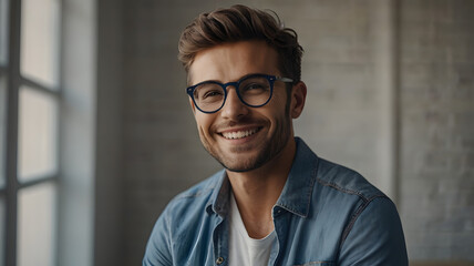 Smiling man with glasses, casual portrait