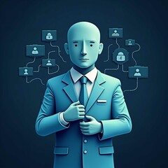 Human resource management technology (HR), Human resource manager touching human resource network structure and checks the CV online to choose the perfect employee for company, Effective