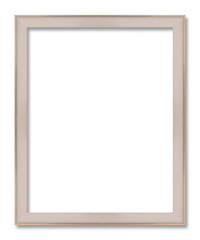 Modern photo frame. Gold border and white background. Rectangle frame and shadow isolated on transparent background