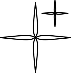 Futuristic sparkle star icon. Abstract cool shine effect sign black outline vector. Flash symbol. Template for posters, projects, banners, logo and business cards isolated on transparent background.