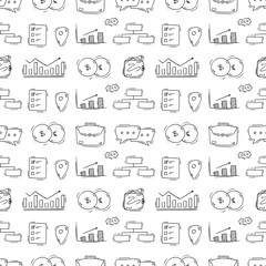 business seamless pattern. doodle startup pattern. business background