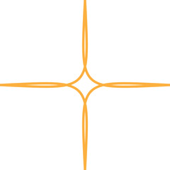 Futuristic sparkle star icon. Abstract cool shine effect sign yellow outline vector. Flash symbol. Template for posters, projects, banners, logo and business cards isolated on transparent background.