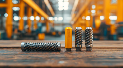 Precision cutting tools showcase industrial workshop product photography bright environment close-up view high-quality craftsmanship