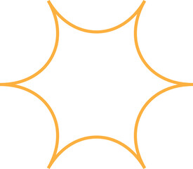Futuristic sparkle star icon. Abstract cool shine effect sign yellow outline vector. Flash symbol. Template for posters, projects, banners, logo and business cards isolated on transparent background.