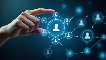 Human resource management technology (HR), Human resource manager touching human resource network structure and checks the CV online to choose the perfect employee for company, Effective