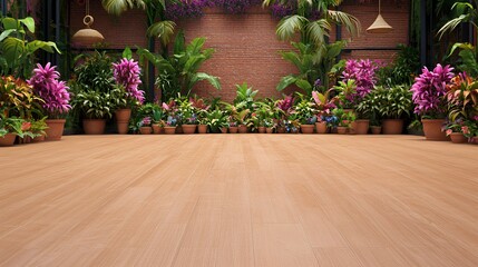 Lush Indoor Garden with Vibrant Flowers and Terracotta Pots