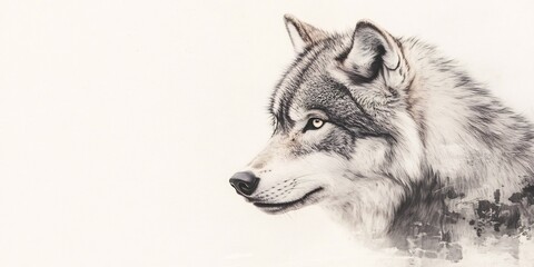 Fototapeta premium grey wolf on snowy white background