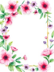 Fototapeta premium Elegant flower frame created with a variety of beautiful blossoms in a charming arrangement