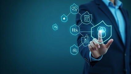 Human resource management technology (HR), Human resource manager touching human resource network structure and checks the CV online to choose the perfect employee for company, Effective