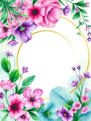 Fototapeta premium Elegant floral frame adorned with vibrant flowers perfect for celebrating special occasions