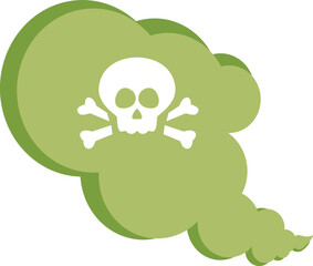 Toxic Green Fumes with Death Symbol Vector Cartoon Illustration. Dangerous gas from polluted chemical site being unhealthy and even deadly 
