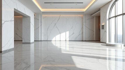 Obraz premium Spacious room featuring a luxurious marble floor and elegant design perfect for modern living