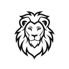 Lion head line art on white background, ideal for logos, tattoos, branding, and wildlife-themed designs.