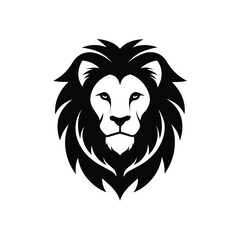 Lion head silhouette on white background, perfect for logos, tattoos, branding, and wildlife-themed designs.