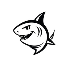Shark head line art on white background, ideal for logos, tattoos, branding, and marine-themed designs.