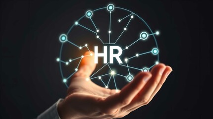 Human resource management technology (HR), Human resource manager touching human resource network structure and checks the CV online to choose the perfect employee for company, Effective