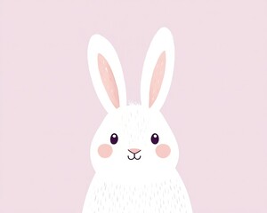 Obraz premium white rabbit flat illustration minimal cute design