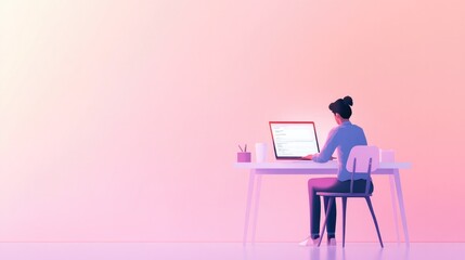 student sits at modern desk with laptop displaying online course soft glow from screen illuminates their focused expression